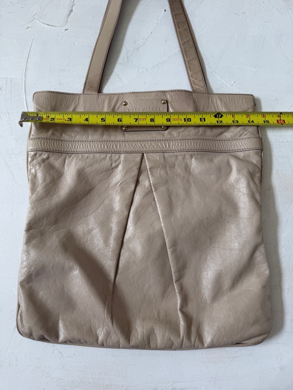 Marc Jacobs Vintage Y2K Beige Leather Tote Bag Shoulder Bag - Picture 4 of 12